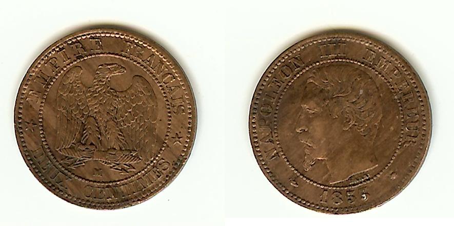 2 Centimes Napoléon III 1853MA Marseille gEF